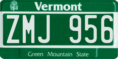 VT license plate ZMJ956