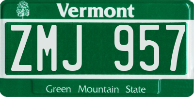 VT license plate ZMJ957