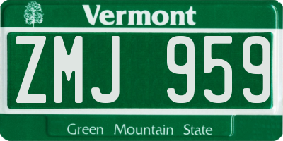 VT license plate ZMJ959
