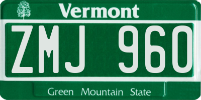 VT license plate ZMJ960