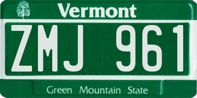 VT license plate ZMJ961