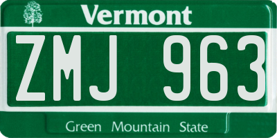 VT license plate ZMJ963