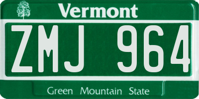 VT license plate ZMJ964