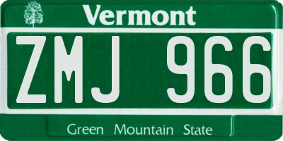 VT license plate ZMJ966