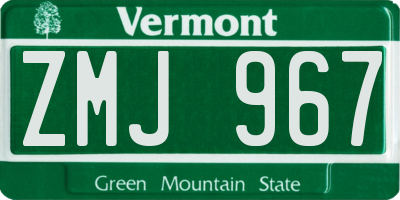 VT license plate ZMJ967