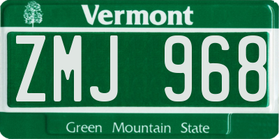 VT license plate ZMJ968