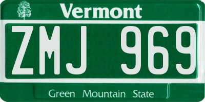 VT license plate ZMJ969