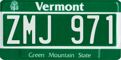 VT license plate ZMJ971