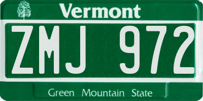 VT license plate ZMJ972