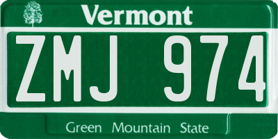 VT license plate ZMJ974