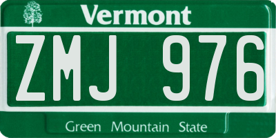 VT license plate ZMJ976
