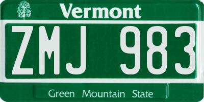 VT license plate ZMJ983