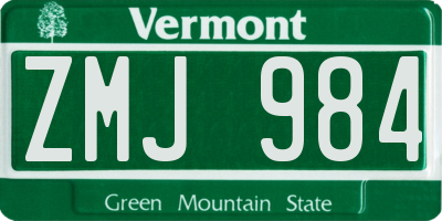 VT license plate ZMJ984