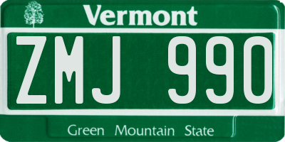 VT license plate ZMJ990