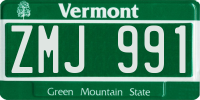 VT license plate ZMJ991
