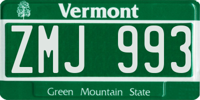 VT license plate ZMJ993