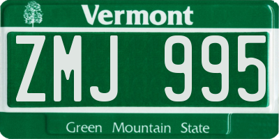 VT license plate ZMJ995