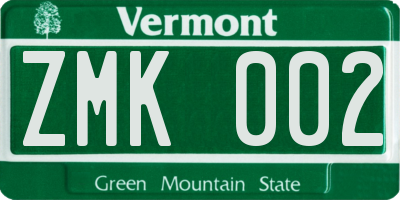 VT license plate ZMK002