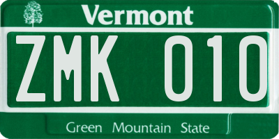 VT license plate ZMK010