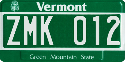 VT license plate ZMK012