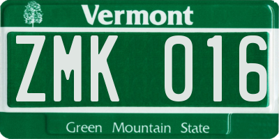 VT license plate ZMK016