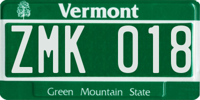 VT license plate ZMK018