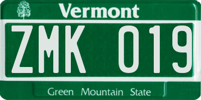 VT license plate ZMK019