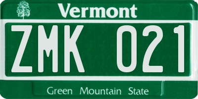 VT license plate ZMK021