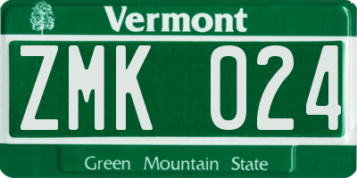 VT license plate ZMK024