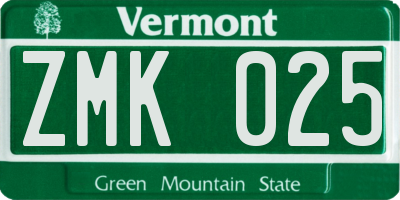 VT license plate ZMK025