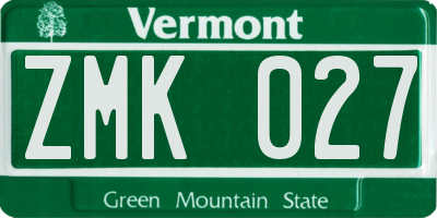 VT license plate ZMK027