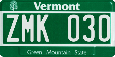 VT license plate ZMK030