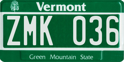 VT license plate ZMK036