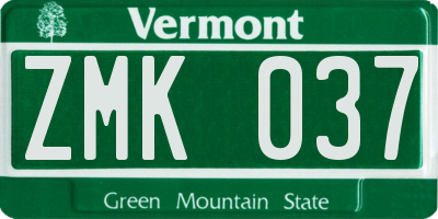 VT license plate ZMK037
