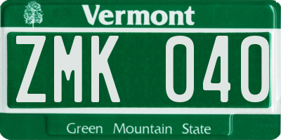 VT license plate ZMK040