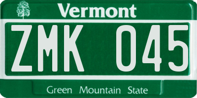 VT license plate ZMK045