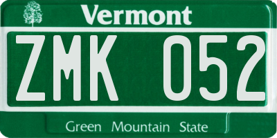 VT license plate ZMK052