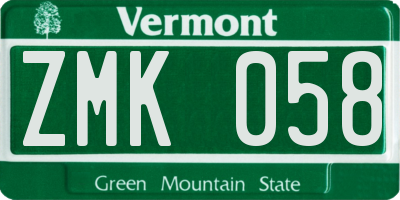 VT license plate ZMK058