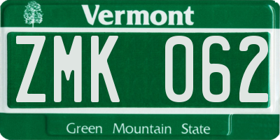 VT license plate ZMK062
