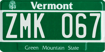 VT license plate ZMK067