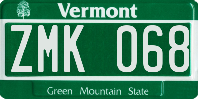VT license plate ZMK068