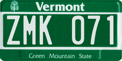 VT license plate ZMK071