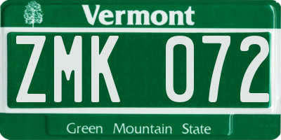 VT license plate ZMK072