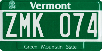 VT license plate ZMK074