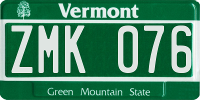 VT license plate ZMK076