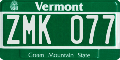 VT license plate ZMK077