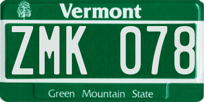 VT license plate ZMK078
