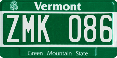 VT license plate ZMK086