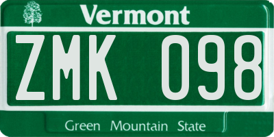 VT license plate ZMK098