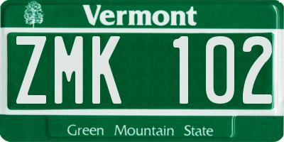 VT license plate ZMK102